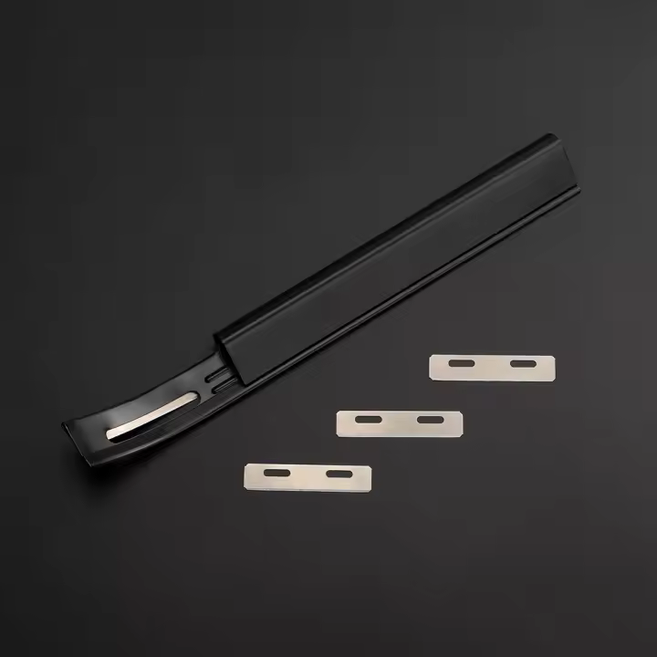 Kit De Herramientas De Corte Para Cuero Metálico Y Cuero Con 3 Hojas De Repuesto 4 Piezas Herramienta De Beveler De Seguridad Para DIY Negro/Cobre - 1