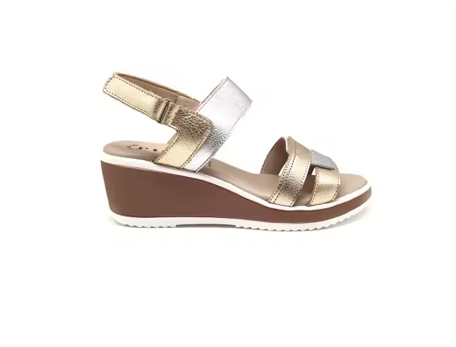 PUCHE SANDALIA CUÑA METALIZADA CON VELCRO 7140 PUCHE - 1