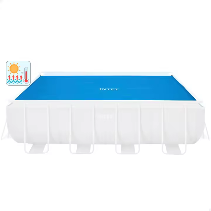 INTEX - Cobertor solar piscina rectangular, 488x244 cm, con orificios de drenaje, conserva la temperatura, reduce la evaporación del agua - 1