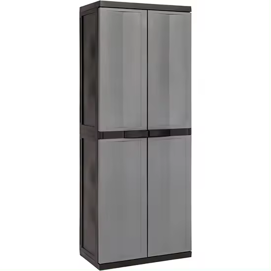Orework Armario Resina 3 Estantes Ajustables Gris/Negro 65x37x165 - Seguridad Candado - 1