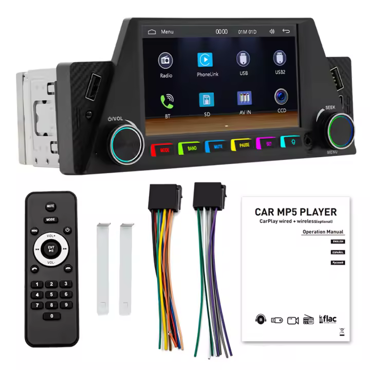 BQCC Radio De Coche 1 Din 4.7'' Con Android Auto Carplay RDS Botones Luzes Mirrorlink BT Dual USB Tipo-c Carga Estéreo In-Dash - 1