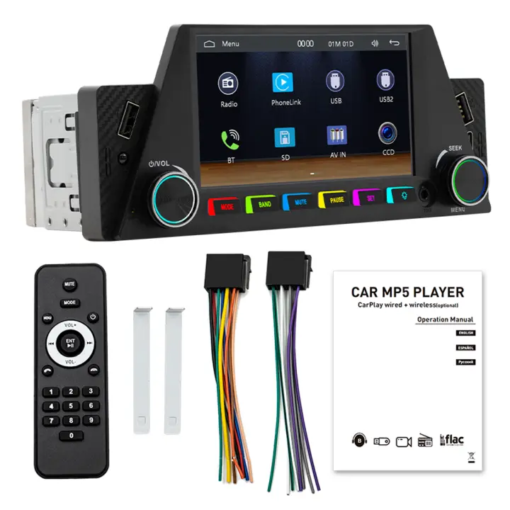 BQCC Radio De Coche 1 Din 4.7'' Con Android Auto Carplay RDS Botones Luzes Mirrorlink BT Dual USB Tipo-c Carga Estéreo In-Dash - 1