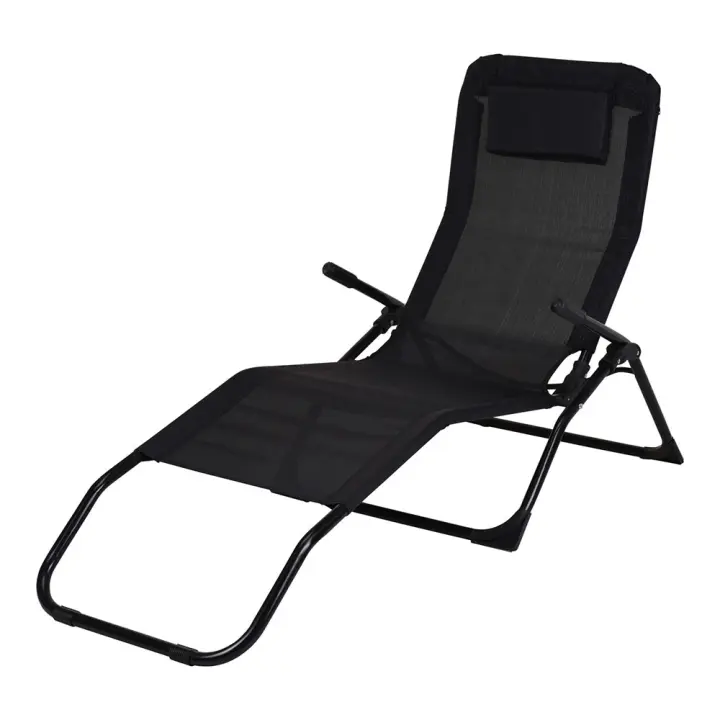 Ambiance EDM 90548 Tumbona plegable color negro 158cm - Envío desde España 24H - - 1