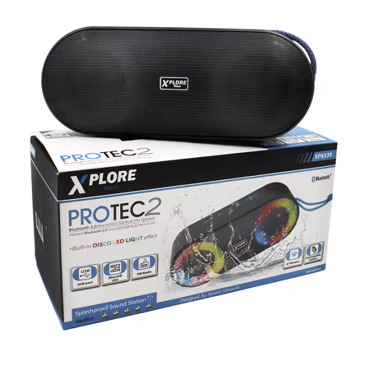 Ostark Altavoz potente portátil con luz LED de color, Hay volumen alto y graves potentes, IP65 Impermeable 3.7v 3000mAh, TF card, FM radio - 1
