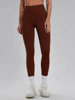 Pantalones Deportivos De Mujer En Color Sólido Cintura Alta Elástica Leggings De Fitness Sin Costuras Ajuste De Cadera - details 9