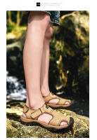 Sandalias De Verano Para Hombre Talla Grande 2023 Cuero Genuino Moda Sandalias Transpirables Con Cierre De Correa Antideslizantes Talla 38-47 - details 17
