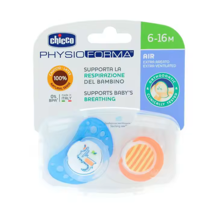 Chicco Chupete Caucho Physio Air Azul 6-12M 2 Unidades - 1