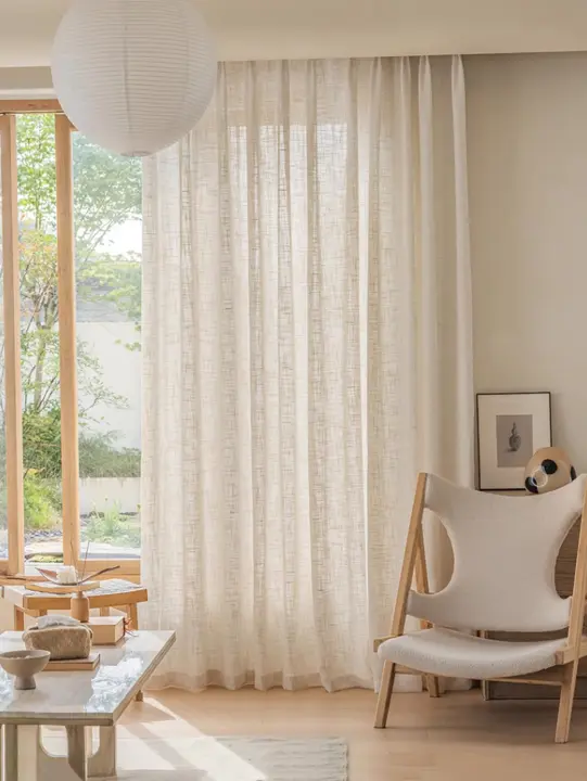 Cortinas Sastre De Lino Tulle Mitad Desvanecimiento Privacidad 100% Poliéster Efecto Sastre Para Sala De Estar Dormitorio Ventana Translúcida Sin Capa De Aislamiento - 1