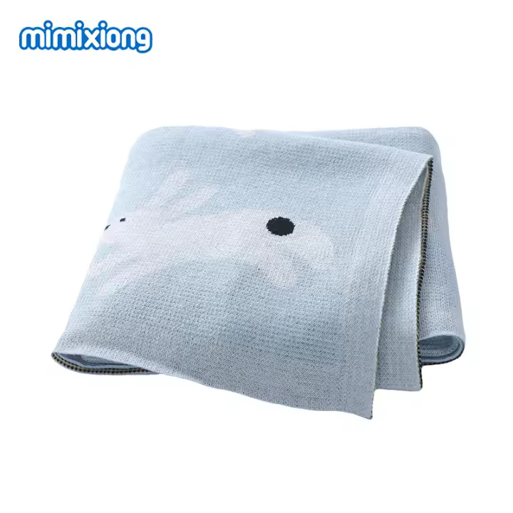 Manta de Bebe de Algodón con estampado de conejito, tack de DOT para recien nacidos, Manta y Segura para niños y niños - 1