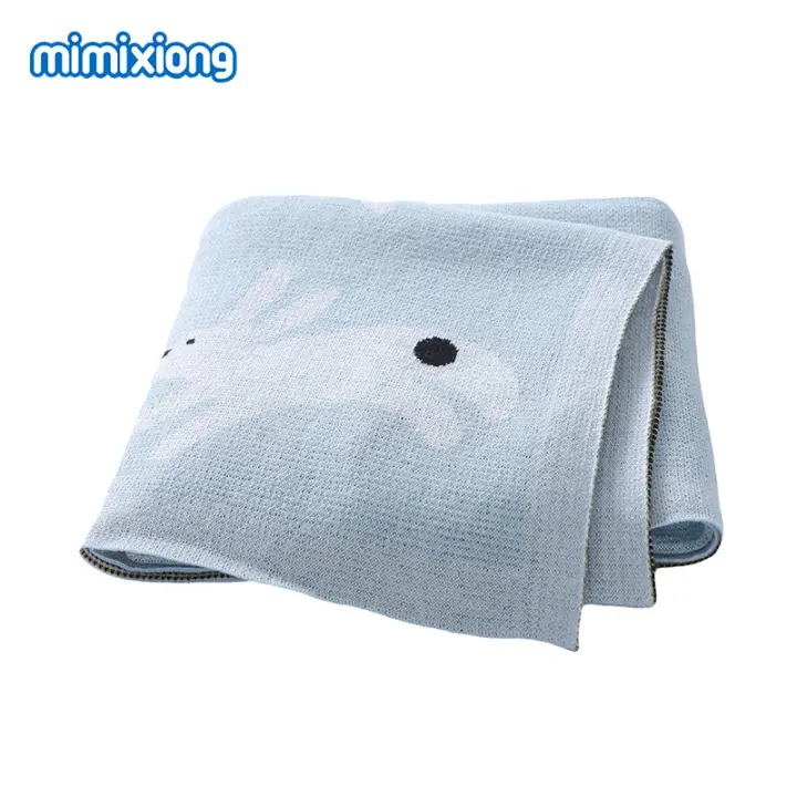 Manta de Bebe de Algodón con estampado de conejito, tack de DOT para recien nacidos, Manta y Segura para niños y niños - 1