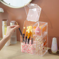 Organizador De Maquillaje Transparente Con Cajones Y Caja De Almacenamiento Con Tapa Y Perlas Para Almacenar Herramientas De Maquillaje Y Joyería - details 9