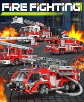 MOC Technical City Ladder Firetruck Building Blocks Set Policiales Con Camión De Agua Para Niños Juguetes De Bloques De Construcción - details 0