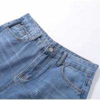 Jeans Rectos Para Mujer Moda Alta Cintura Washed Skinny Ropa Trasera Ropa De Lady Commuter Pantalones Delgados Con Agujeros Tendencia De Moda 2025 - details 0