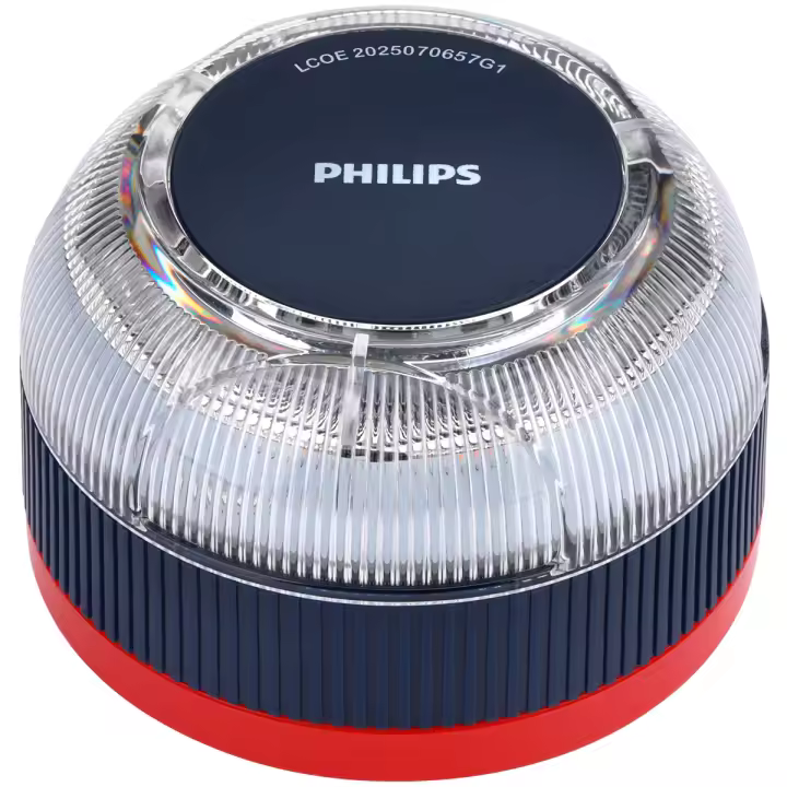 PHILIPS Baliza de Emergencia V16 con Geolocalización y Conexión DGT 3.0 – Homologada, Plan de Datos Incluido, Base Magnética, Alta Visibilidad 1km, Resistente Lluvia y Viento, Pilas AA inlcuidas - 1