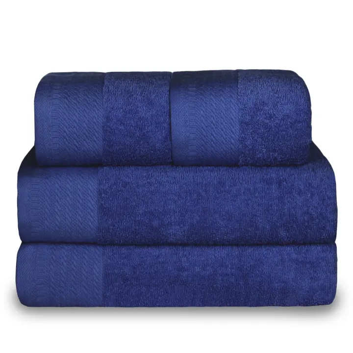 Juego de Toallas 2Baño+2Mano de 500 gsm 100% Algodón. Palck de 4 unidades. Ideal para baño, Casa, Hotel, Piscina, Toalla para Playa. Resistentes, Suaves y Absorbentes. - 1
