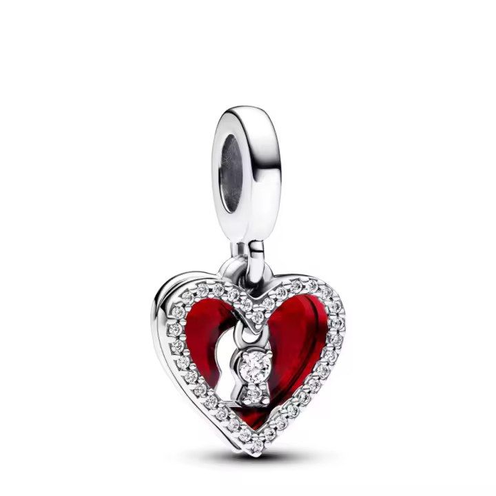 Pandora Charm Colgante Doble Corazón Rojo y Cerradura 793119C01 , para Mujer - 1