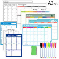 Calendario Planificador Semanal Mensual Magnético A3 Tamaño Tablero Blanco Seco Adhesivo En Nevera Para Mensajes - details 0
