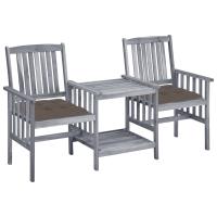vidaXL Sillas de jardín con mesita y cojines madera maciza acacia en color Taupé/Crema/Verde y más | cómodas modernas ergonómicas para comedor cocina salón hogar - details 0