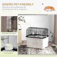 PawHut Jaula para Hámster Casa para Animales Pequeños con Fondo Profundo Plataforma Cuenco Bebedero Rampa y Ruedas 57x43x57 cm Negro - details 5