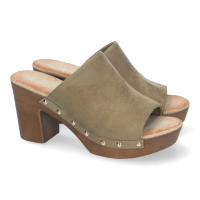 Davinia Shoes Zueco de Tacon Alto para Mujer, Comodo, Material de Imitacion a Madera, Pala Lisa con Tachuelas, y Talon Abierto. Shoes&Blues.es DB-3187-Verde - details 0
