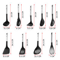 Family - Utensilios de Acero y Nailon para Cocina Antiadherente y Resistentes al Calor  sin BPA  Espátula  Cucharón  Espumadera  Batidor  Cazo de servir  Cuchara espagueti - details 0
