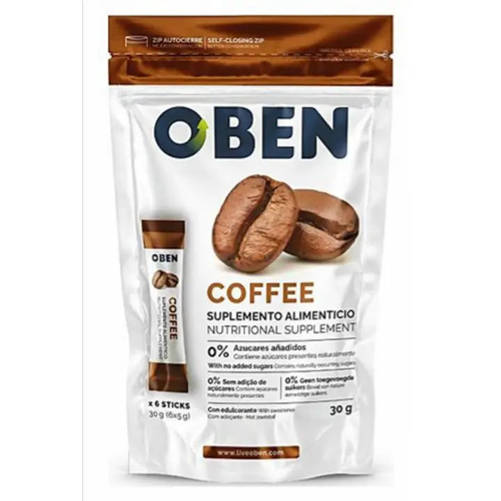 RVS Regala Vida Sana . Cafe OBEN. Nuevo Cafe quema grasas. 6 Sobres individuales  ( para 1 semana ) Sin azucar añadido. - 1