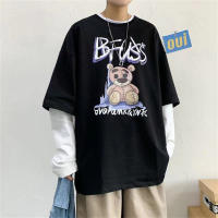 Camiseta De Hombre Con Estampado De Osito Basic Casual Manga Larga Top De Anime Falsa Dos Piezas Camisetas Para La Vida Diaria Verano Polyester Sin Capucha - details 7