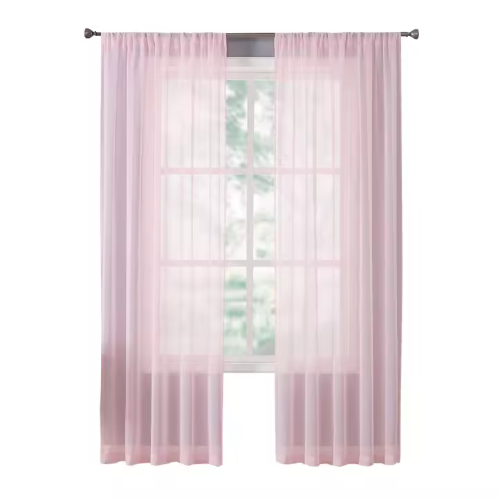 Cortinas De Vidrio Transparentes De Color Sólido Para Boda Estilo Lujo Y Luz 100X200cm Material De Poliéster 100% Panel Único Doble Capa Con Capa De Negro - 1
