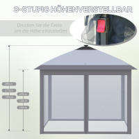 Gazebo de viaje para Exterior 3,3x3,3 M Gazebo plegable con USB LED plegable con Paredes laterales de Malla, Sol resistant Canvas Oxford gris, perfecto para Fiesta en El Jardín - details 6
