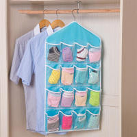 Organizador De Ropa En Estante De Pared 16 Compartimentos Almacenamiento De Ropa De Tela Malla Con Bolsillos Transparentes Para Armario Colgante - details 8