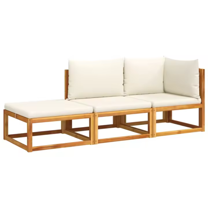 vidaXL Set de sofás de jardín con cojines 3 pzas madera maciza acacia - 1