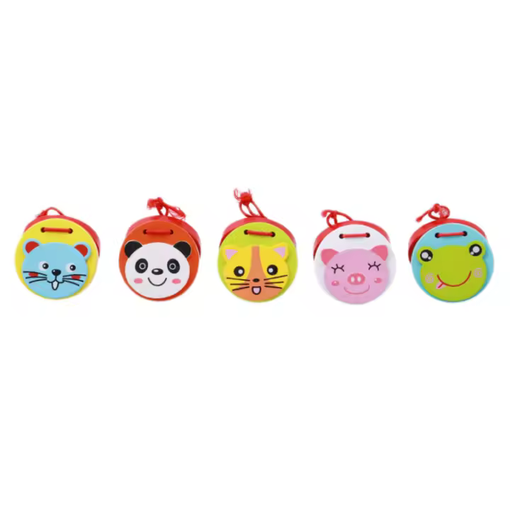 Castañuelas De Madera Para Niños Instrumentos Musicales De Dibujo Animado Juguetes Educativos Manija De Golpe Para Bebés - 1