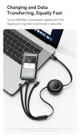 Cable De Carga Retráctil 100W/66W 3 En 1 USB Para MacBook Samsung Xiaomi Y iPhone 14 Cable Tipo C De Baseus Con Corriente Máxima De 5A Material TPE/TPU - details 16