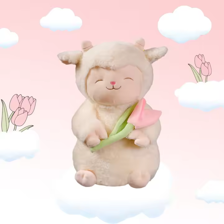Juguete De Peluche Kawaii Tulip Lamb Animal De Peluche Suave Para Compañía De Sueño Juguete De Abrazo Suave Regalo De Cumpleaños Para Niños Regalo De San Valentín - 1