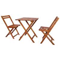 vidaXL Mesa y sillas bistró plegables 3 pzas madera maciza de acacia - details 0