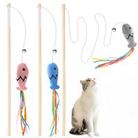 Juguete Interactivo Para Gatos Fashion Cat Wand Toy Palillo De Madera Natural Telescopio Elástico Para Gatos Internos Juguete De Moler Dientes - details 0