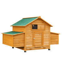 PawHut Gallinero Grande de Madera de Abeto con Bandeja Extraíble Resistente a la Intemperie con 2 Nidos con Techo Abatible 150x100x96.5cm - details 0