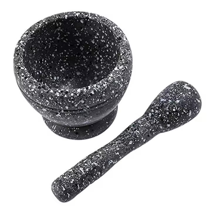 Prensa de Ajo, mortero y Maja, herramienta de cocina Para Moler Ajo en Miniature, fácil de limpiar, exprimidor de Ajo (Grano de Granite) - 1