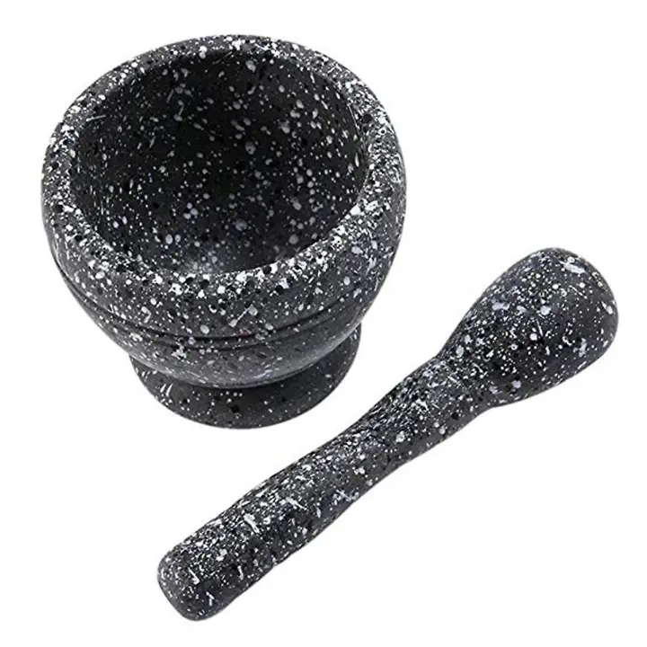 Prensa de Ajo, mortero y Maja, herramienta de cocina Para Moler Ajo en Miniature, fácil de limpiar, exprimidor de Ajo (Grano de Granite) - 1
