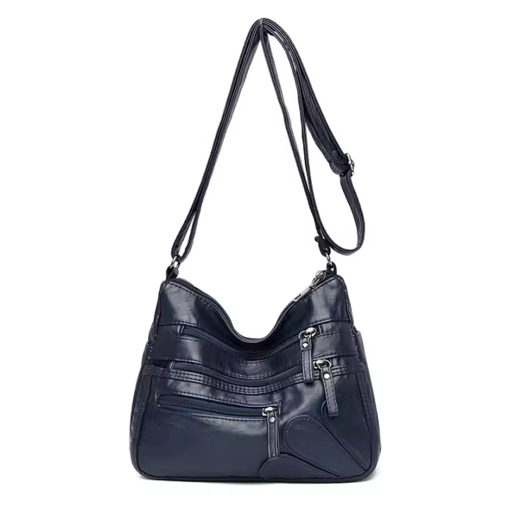 Bolso de hombre Vintage para Mujer, Bandolera de cuero PU Lavado, multición, Gran capacidad - 1