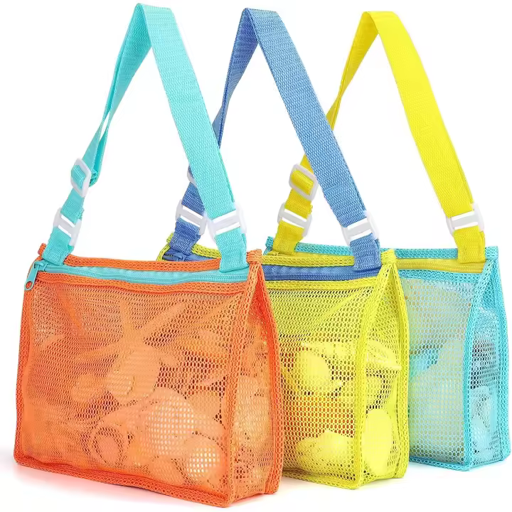 Bolsa de Playa de Malla para juguetes de Playa, Bolsa de Recolección de Conchitas para niños, bolsas de juguetes de Arena - 1