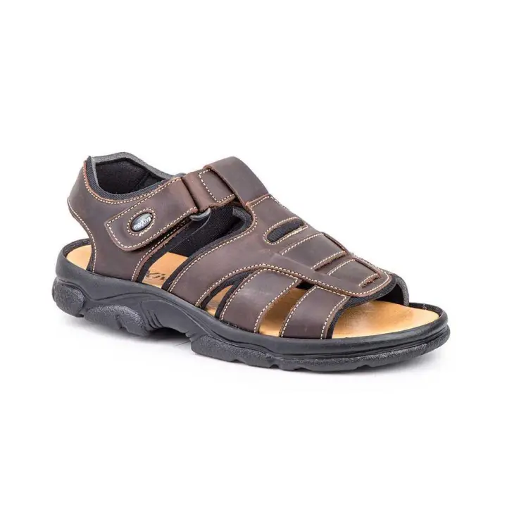 7013 Marrón  Hecho en España Sandalias Hombre Piel Marrón  Correa Desmontable Numeración: 39-48 Marca: Morxiva Corte exterior de piel vacuno Forro interior textil acolchado Plantilla de piel flor Correa talón desmontable Cierre tipo velcro S - 1