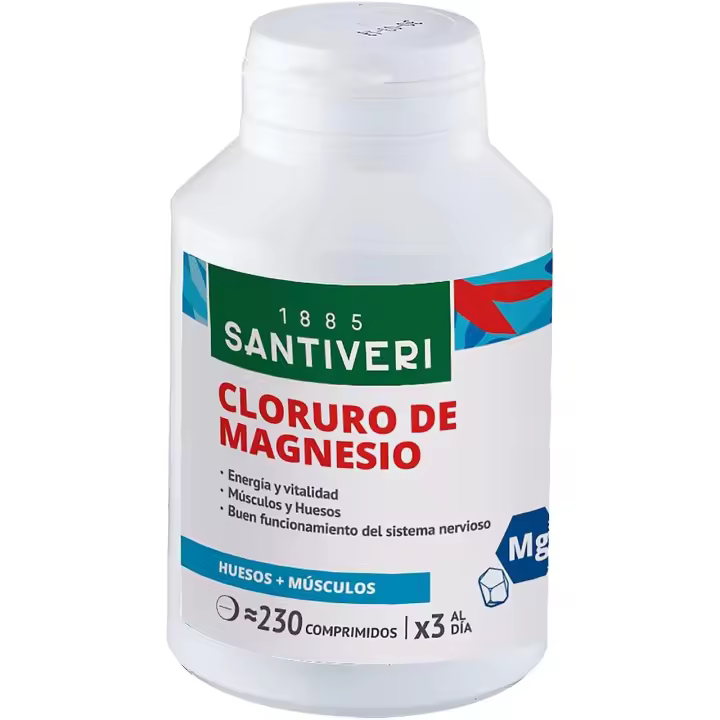 SANTIVERI-Suplemento de Cloruro de Magnesio 230 comprimidos - Apoya la Función Muscular y Promueve la Relajación - 1