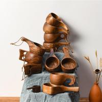 Tazas de té de madera, tazas de leche de madera de acacia, tazas de café, artículos para beber en la cocina, té - details 4