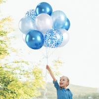 Globos azules y Blancos, juego de 60 Globos Celestes y Blancos con conceti Azul y Globos Azules metalizados - details 4