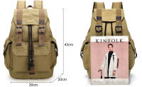 Mochila De Lona Vintage Para Hombres Jóvenes Estudiantes Y Viajes Bolsa Grande Con Cordón De Capacidad Estilo Rústico - details 0