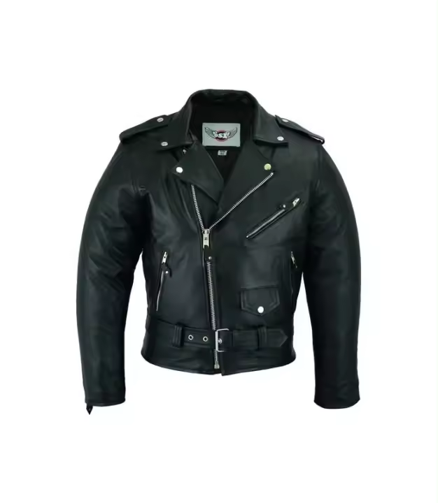 Chaqueta de piel hombre Brando perfecto Clásica Negro OSX rock Mod. 113 - 1