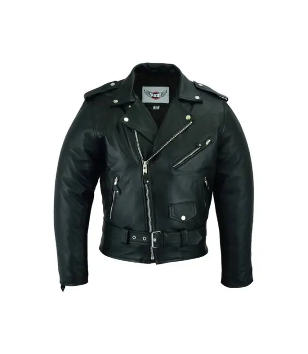 Chaqueta de piel hombre Brando perfecto Clásica Negro OSX rock Mod. 113 - 1