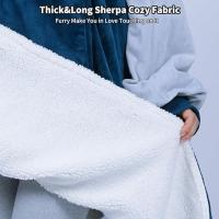 Manta de Sudadera con Capucha de Gran tamaño, Manta de Sudadera Sherpa, suéter Acogedor para Mujeres Hombres Adultos (Azul/Gris) - details 0