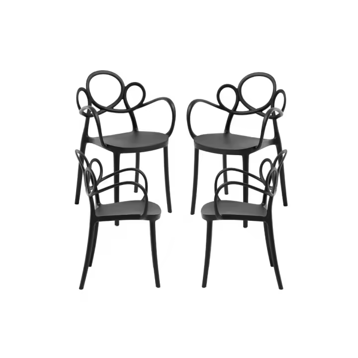 Pack 4 Sillas Sky con Reposabrazos - Negro - 1